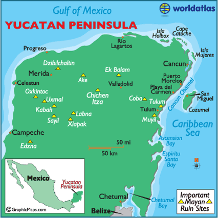 yucatan photography map